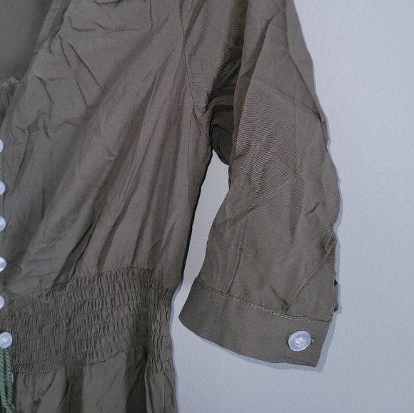 *Milumia Women's Button Up V Neck Half Sleeve Split Flowy Plain Party Maxi Dress - Picture 2 of 6